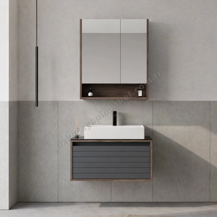 Orka Prato Banyo Dolabı 80 cm Navaro/Antrasit