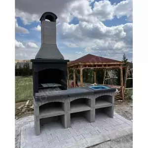 Beton Barbekü 75 Lik Siyah Eviyeli Ve Masalı Model resim3
