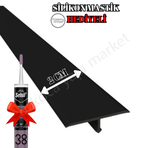 Parke Eşik T Profili 2 Cm Parlak Siyah 2,70 Boy