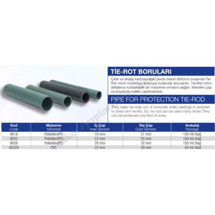 Tie-Rot Borusu 18X21 mm - 150 Metre Bağ