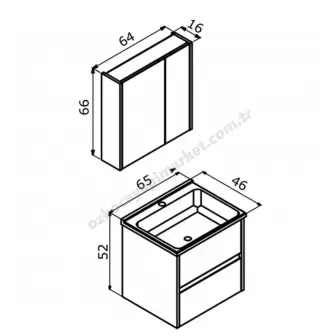 Orka Side Banyo Dolabı 65 cm Legnano resim 2