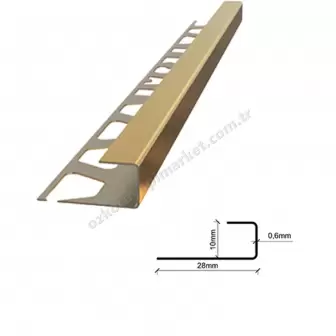 10 mm Dış Köşe Profili İnoks Kare Gold resim 1