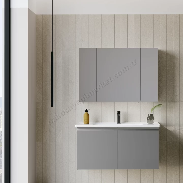 Orka Terme Banyo Dolabı 80 cm Gri