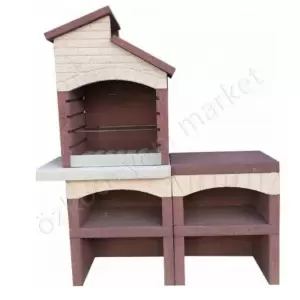 Beton Barbekü 70 Lik Masalı Kırmızı-Beyaz Model resim1