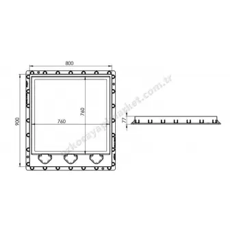 Lux Wares Menteşeli Rögar Kapağı 80X90 resim 2