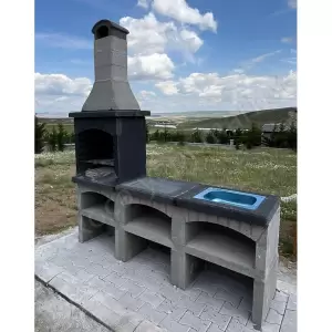 Beton Barbekü 75 Lik Siyah Eviyeli Ve Masalı Model resim2