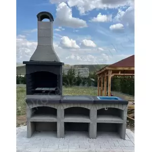 Beton Barbekü 75 Lik Siyah Eviyeli Ve Masalı Model resim1