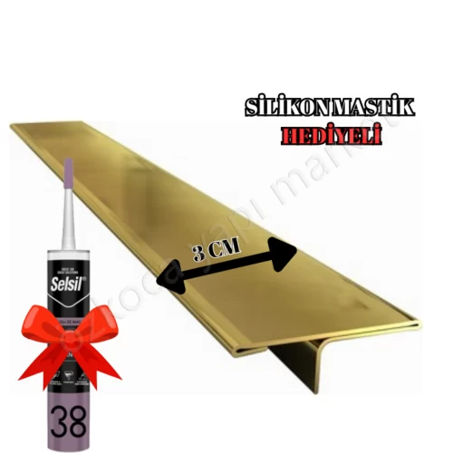 Parke Eşik T Profili 3 Cm Parlak Gold 2,50 Boy