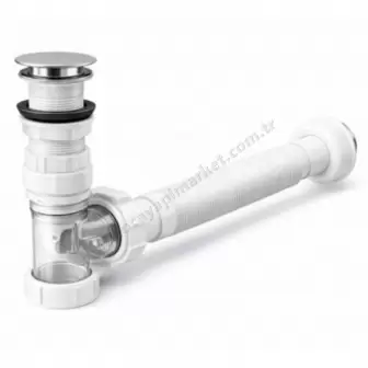 Fıgarro Basmalı Çekvalfli Körüklü Lavabo Sifonu resim 1