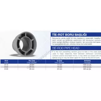 Tie-Rot Boru Başlığı 22/19 mm - 1000 Adet resim 1